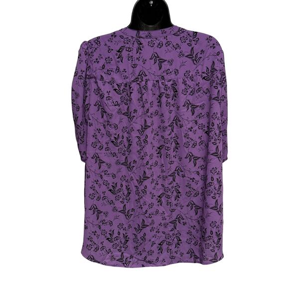 Torrid Harper Georgette Ruched Short Sleeve Blouse Purple Floral Size 2 - Picture 6 of 8